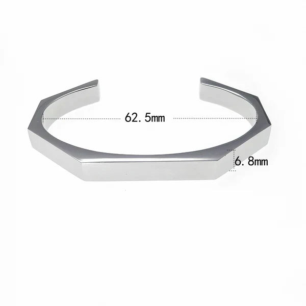 Stainless Steel Hexagon Cuff Bangle